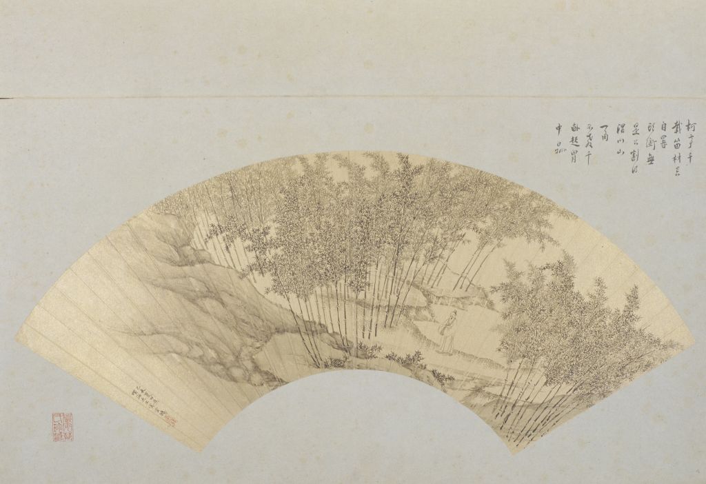 图片[1]-Fan Page of Ding Yunpeng Bamboo Stone Cloud Spring-China Archive